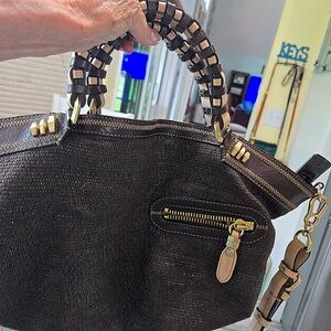 orYANY Dark Brown Woven Shoulder Bag